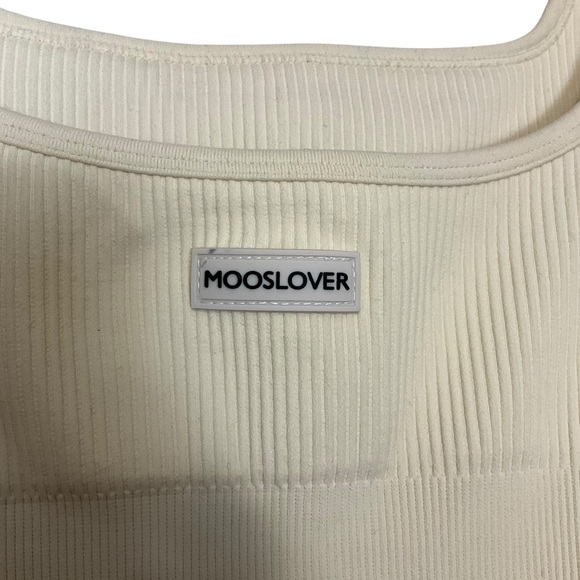 MOOSLOVER sz XS/Small? Full Body Suit Sleeveless Ribbed Square Neckline Cream - Picture 3 of 11